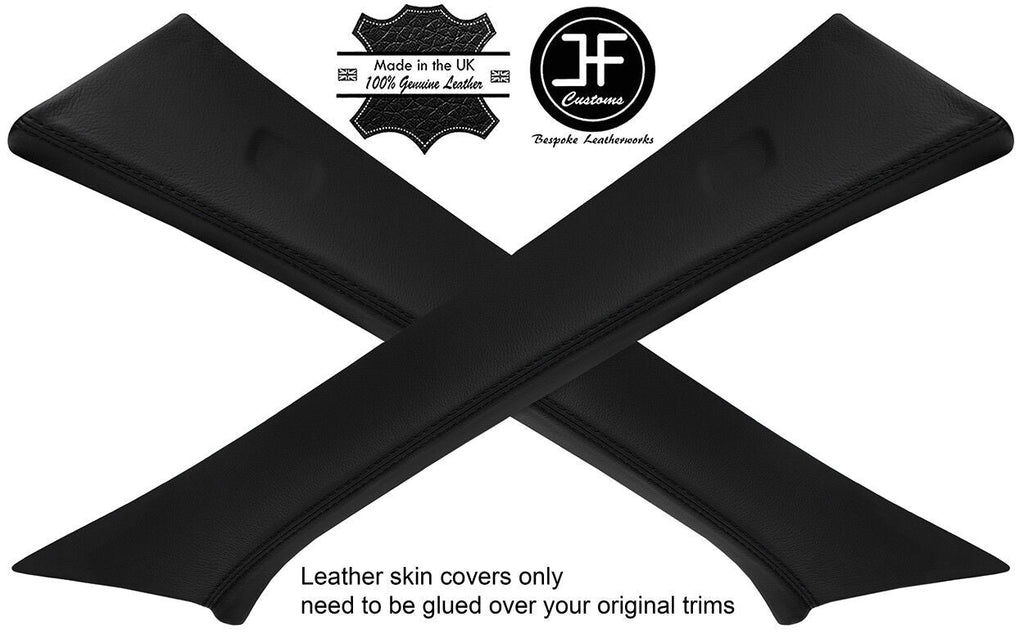 BLACK STITCH 2X A PILLAR REAL LEATHER COVERS FITS MERCEDES A CLASS W176 12-16