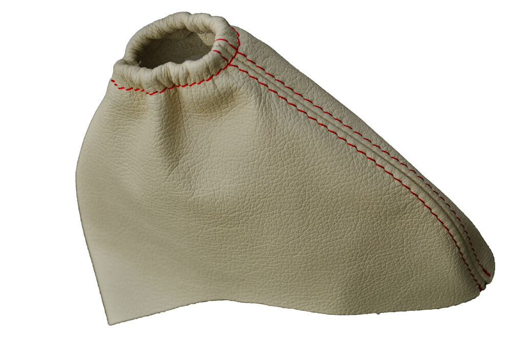 RED STITCH FITS JAGUAR X-TYPE 2001-2009 CREAM HANDBRAKE GAITER NEW CUSTOM NEW