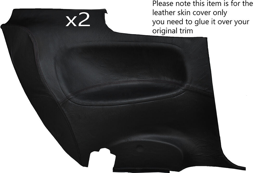 BLACK STITCH 2X REAR DOOR CARDS LEATHER SKIN COVERS FITS NISSAN S13 200SX 89-93