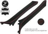 RED STITCH 2X A PILLAR REAL LEATHER COVERS FOR BMW 5 SERIES F10 F11 2010-2016