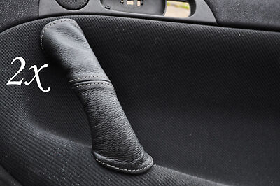 GREY STITCHING  FITS ALFA ROMEO 147 LEATHER 2X REAR DOOR HANDLE COVERS