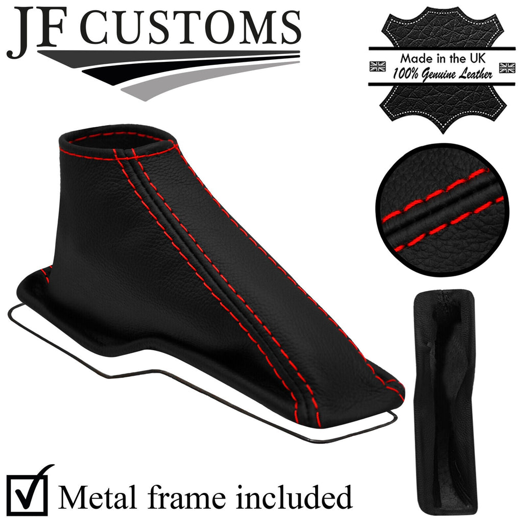 RED STITCHING LEATHER HANDBRAKE GAITER + METAL FRAME FITS TOYOTA RAV 4 13-18