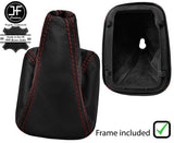RED STITCH LEATHER MANUAL GEAR GAITER+PLASTIC FRAME FOR SAAB 900 1994-1998