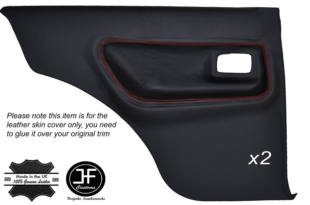 RED STITCH 2X REAR DOOR CARD COVERS FITS FORD ESCORT MK2 RS2000 COUPE 2DR