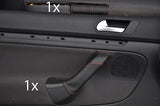 red stitch FITS VW GOLF 5 MK5 V JETTA 04-09 2X LEATHER DOOR HANDLE COVERS