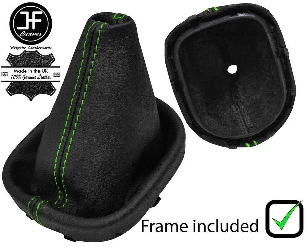 GREEN STITCH LEATHER MANUAL GAITER + PLASTIC FRAME FITS VW CADDY & MAXI 04-15