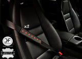 2X BLACK & RED STYLE 1 LEATHER LUXURY SHOULDER SEAT BELT PADDED PADS HARNESS