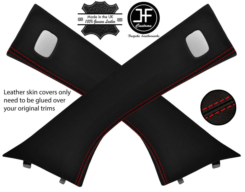 RED STITCH 2X A PILLAR LEATHER COVERS FOR SMART FORTWO 453 2014-2019 CUSTOM NEW