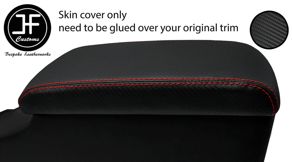 RED STITCH CARBON VINYL ARMREST LID COVER FITS TOYOTA JZX 100 CHASER 96-00