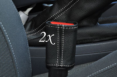 white stitch FITS BMW E87 E81 E82 1 SERIES 2X FRONT SEAT BELT STALK  COVERS ONLY