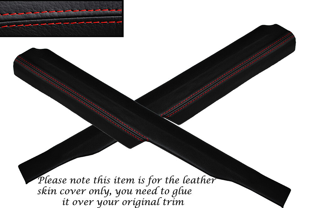 RED STITCHING 2X REAR DOOR SILL TRIM SKIN COVERS FITS FORD SIERRA SAPPHIRE
