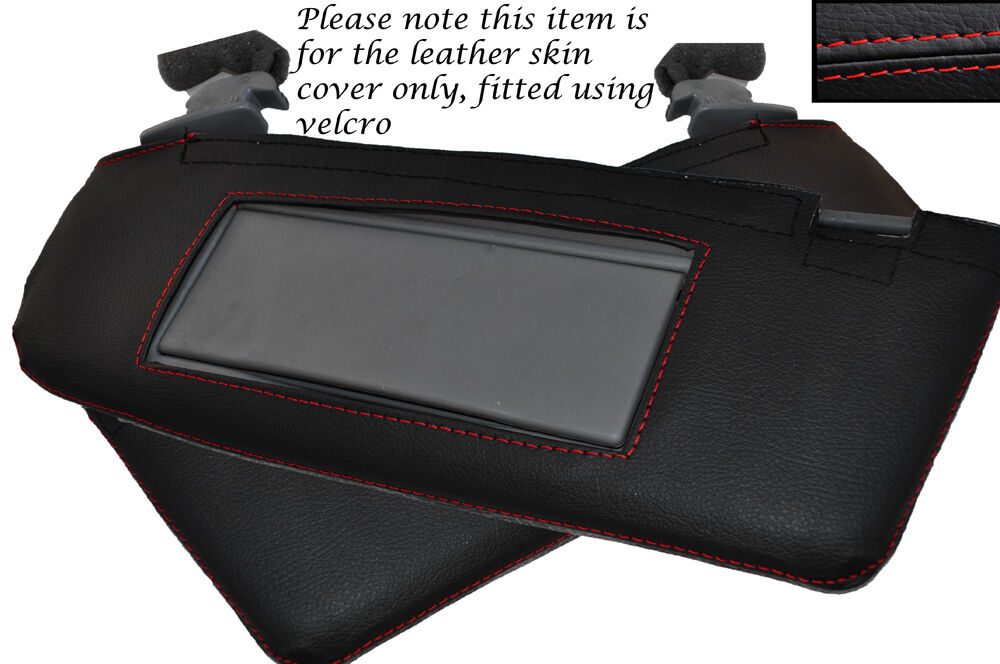 RED STITCHING 2X SUN VISORS LEATHER SKIN COVERS FITS AUDI A4 B5 1995-2000