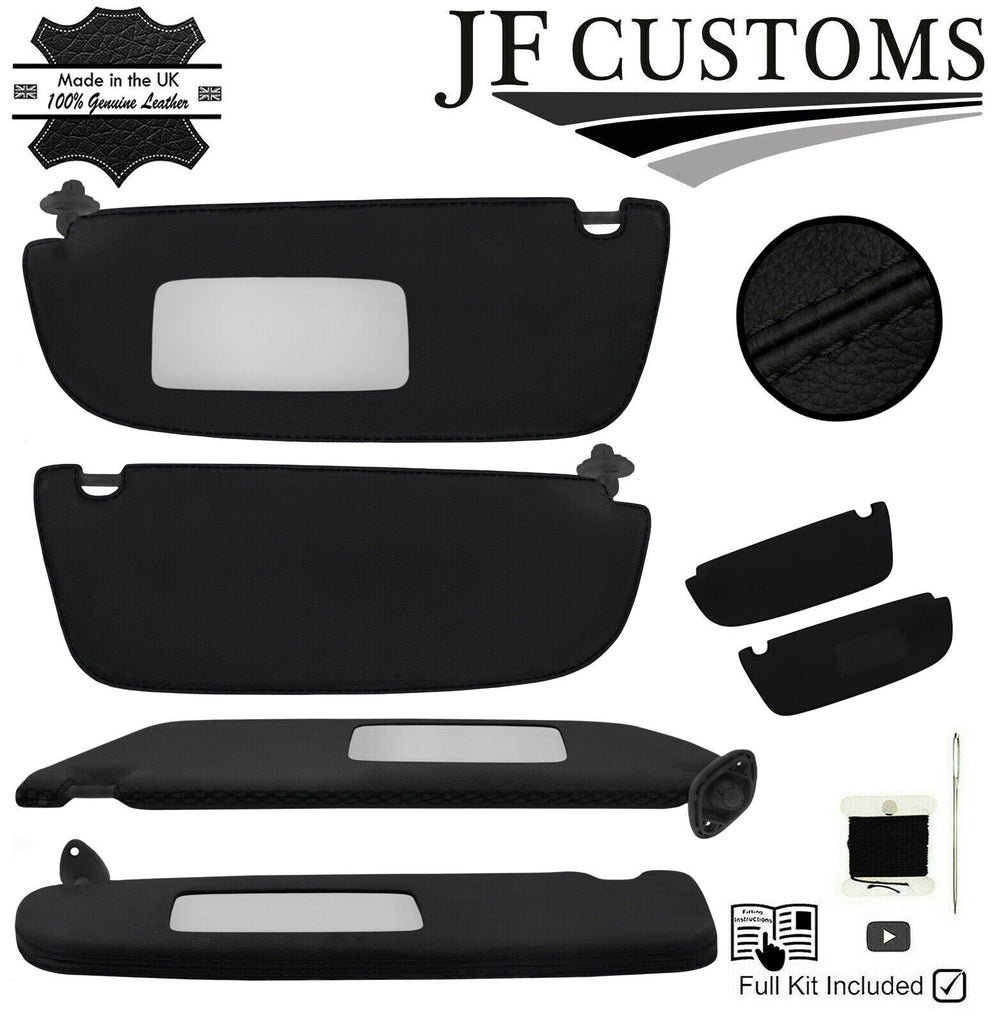 BLACK CROSS STITCH LEATHER 2X SUN VISOR COVERS FOR VAUXHALL CORSA B 93-00