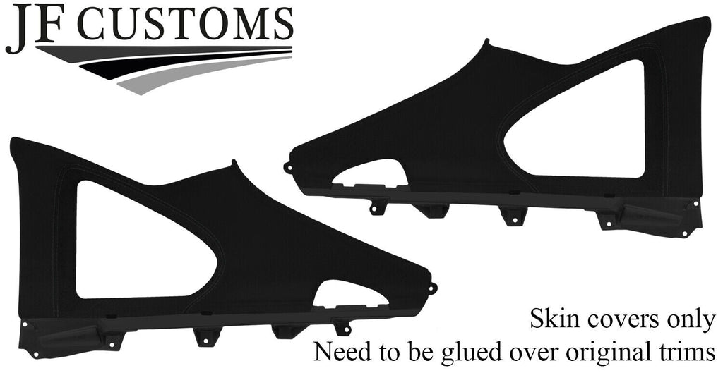 BLACK STITCH 2X REAR WINDOW PANEL LUXE SUEDE COVERS FOR TOYOTA SUPRA MK4 JF1