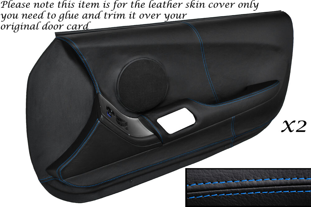 BLUE STITCH 2X FULL DOOR CARD LEATHER SKIN COVER FITS TOYOTA SUPRA MK4 93-02