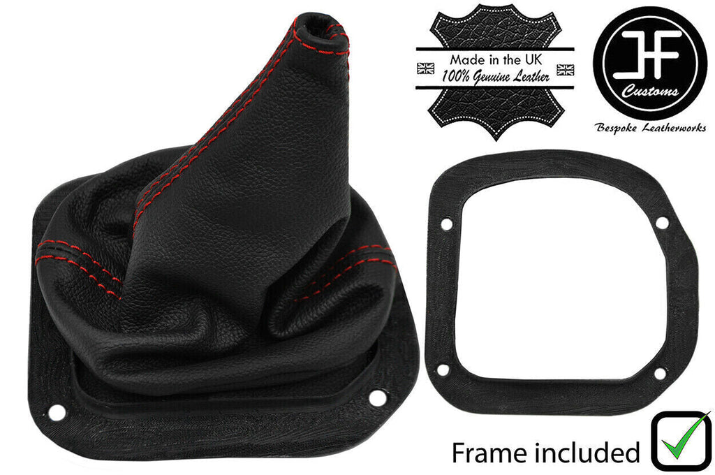 RED STITCH LEATHER GEAR GAITER+PLASTIC FRAME FOR FORD PINTO RUNABOUT 71-79