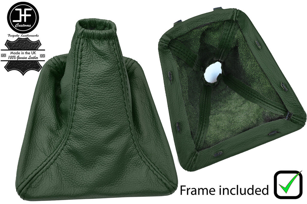 D GREEN REAL LEATHER GEAR GAITER + PLASTIC FRAME FOR JAGUAR X-TYPE 2001 - 2009