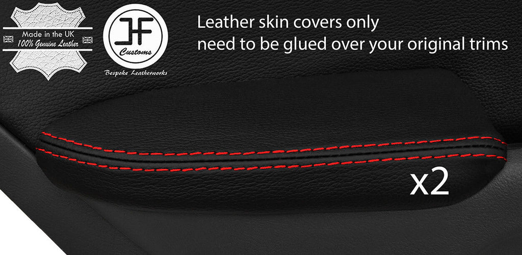 RED STITCH 2X REAR DOOR ARMREST LEATHER COVERS FITS HONDA ACCORD MK7 03-07