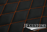 ORANGE DIAMOND STITCH VINYL 2X TAILORED FLOOR CARPET FOR SMART FORTWO 453 14-21