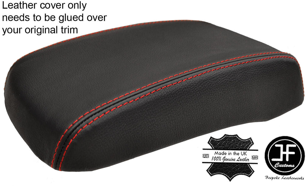 RED STITCHING ARMREST LID REAL LEATHER COVER FITS SSANGYONG KORANDO 2010-2017