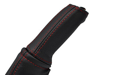 red stitch FITS VAUXHALL OPEL CORSA D 06-11 LEATHER HANDBRAKE HANDLE COVER