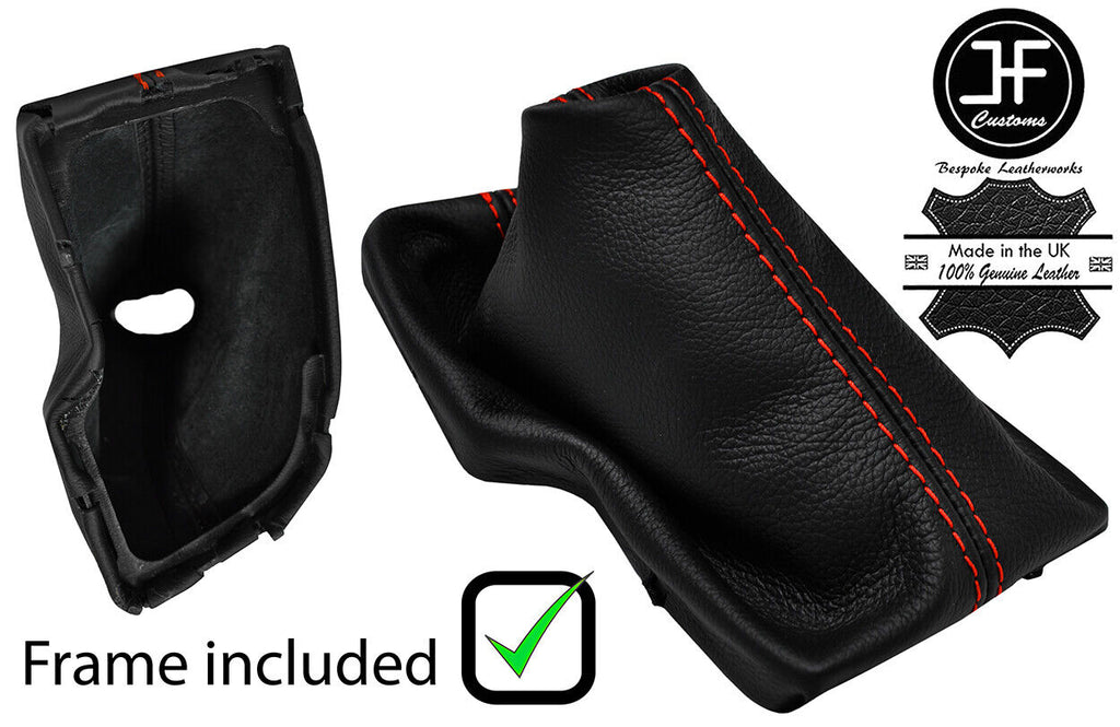 RED STITCH LEATHER AUTOMATIC GEAR GAITER+PLASTIC FRAME FOR SAAB 9-5 95 10-12