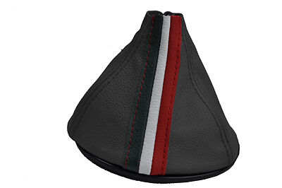 FITS FITS FIAT 500 GEAR GAITER LEATHER ITALIAN STRIPE 07+ d grey CUSTOM NEW