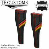 RED STITCH GERMAN STRIPES 2X SEAT BELT LONG COVERS FOR AUDI ETRON E TRON 18-21