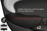 RED  STITCH 2X REAR DOOR ARMREST LEATHER COVERS FITS BMW MINI COOPER F55 14-17
