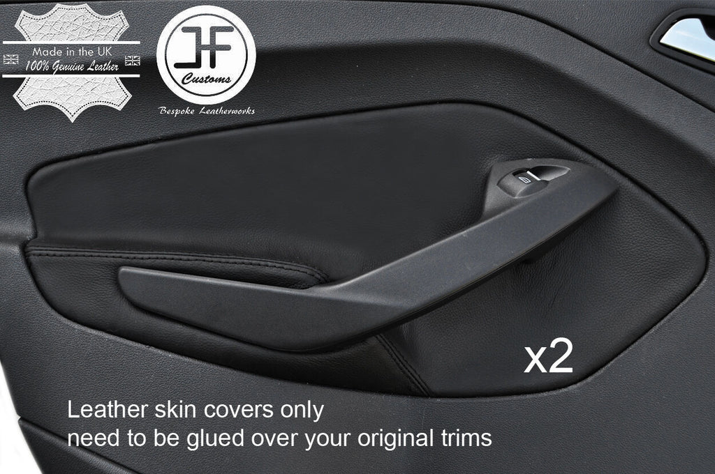 BLACK STITCH 2X REAR DOOR CARD TRIM LEATHER COVERS FITS FORD KUGA MK2 2013-2017