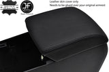BLACK STITCH TOP GRAIN REAL LEATHER ARMREST COVER FITS MAZDA 3 2016-2019