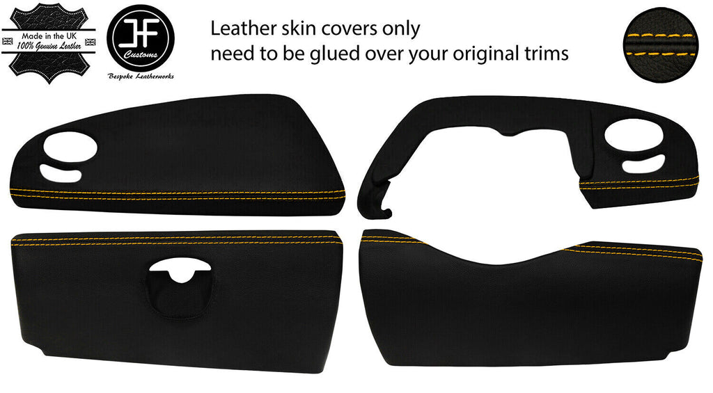 YELLOW STITCH 4 PIECE DASHBOARD TRIM KIT LEATHER COVER FOR SMART ROADSTER 452