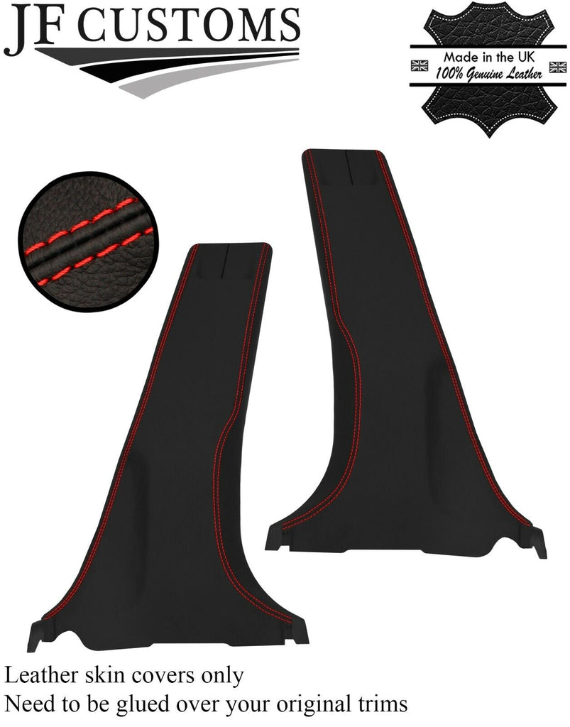 RED   STITCH 2X LOWER B PILLAR LEATHER COVER FITS NISSAN JUKE F15 2010-2019