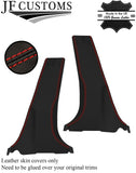 RED   STITCH 2X LOWER B PILLAR LEATHER COVER FITS NISSAN JUKE F15 2010-2019