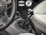 BLUE 4 STITCHING FITS TOYOTA AYGO CITROEN C1 PEUGEOT 107 GEAR GAITER LEATHER