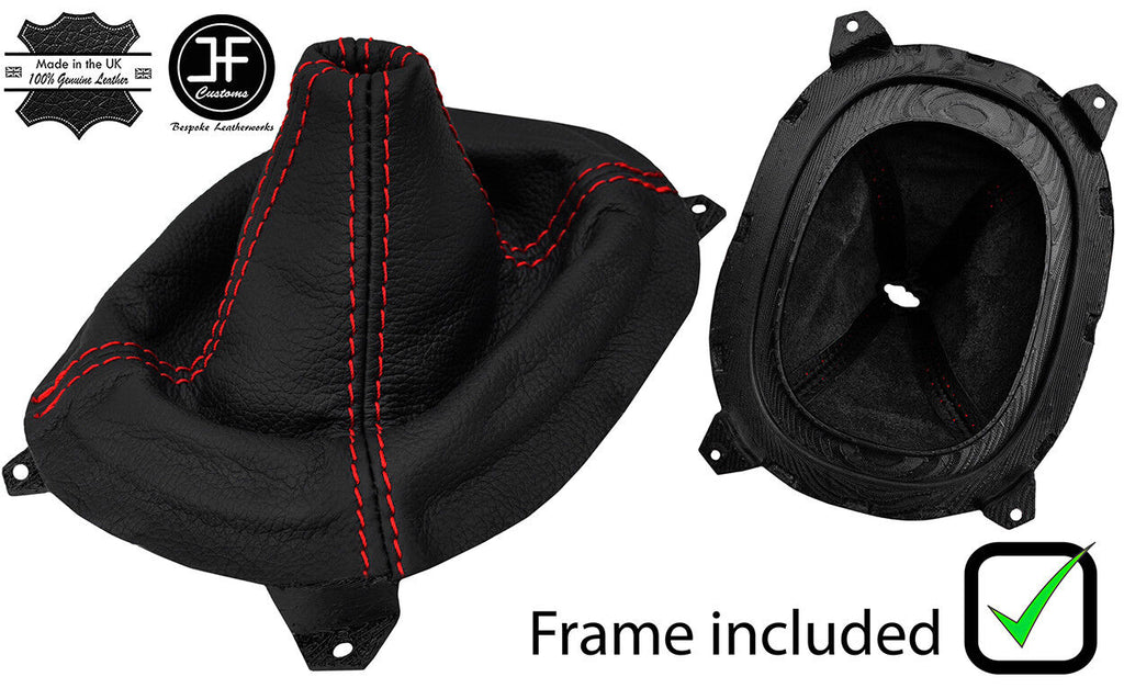 RED  STITCH LEATHER GEAR GAITER+PLASTIC FRAME FITS MAZDA RX7 FD3S 92-02