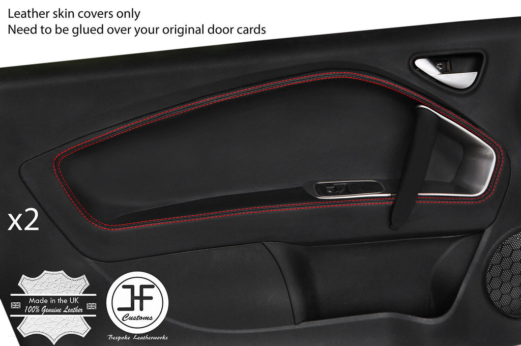 RED STITCH 2X FRONT DOOR CARD TRIM LEATHER COVERS FOR ALFA ROMEO MITO 08-17