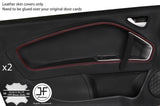 RED STITCH 2X FRONT DOOR CARD TRIM LEATHER COVERS FOR ALFA ROMEO MITO 08-17