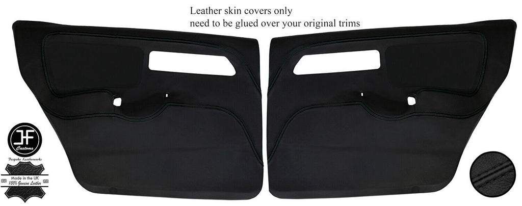 BLACK STITCH 2X REAR DOOR CARD LTHR SUEDE COVER FOR FORD SIERRA RS COSWORTH JF1