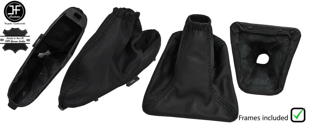 BLACK STITCH LEATHER GEAR HANDBRAKE GAITERS + FRAME FOR JAGUAR X-TYPE 01-2009