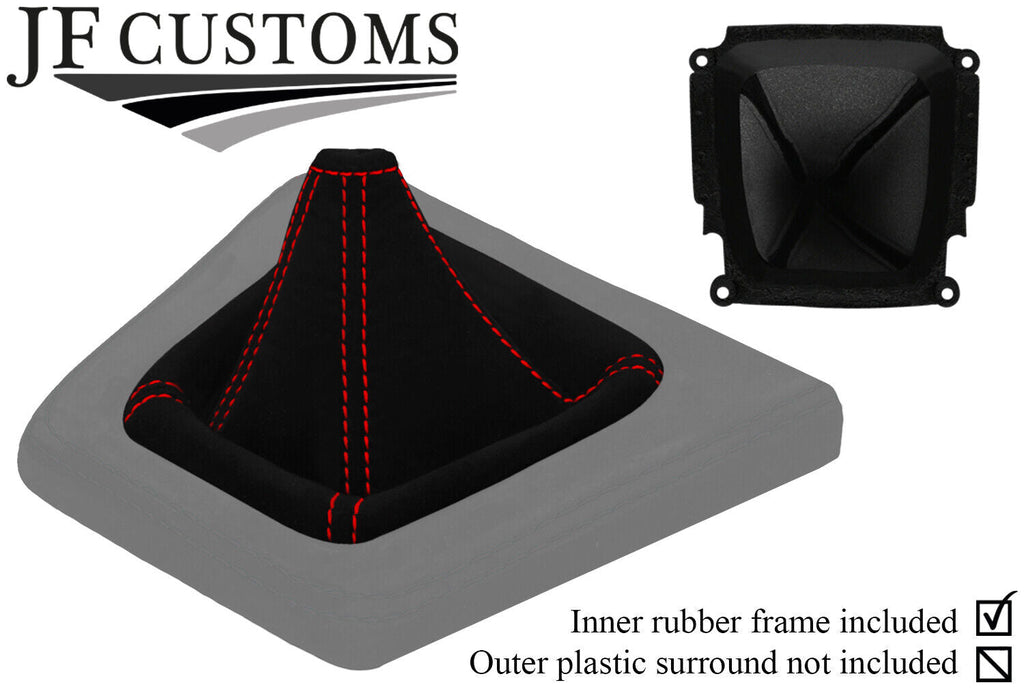 RED  STITCH LUXE SUEDE GEAR GAITER WITH RUBBER FRAME FITS MAZDA RX7 FC3S 86-91