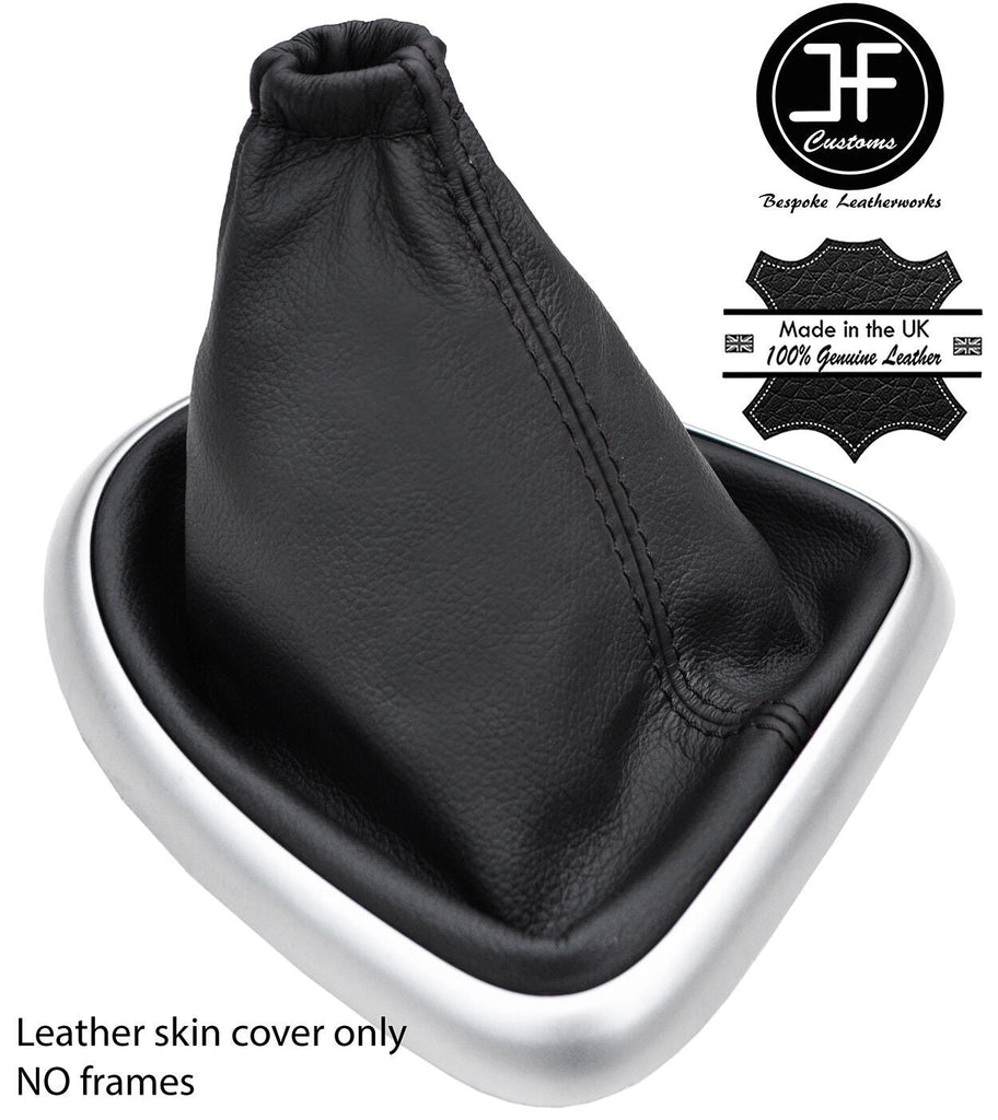 BLACK STITCHING TOP GRAIN REAL LEATHER GEAR GAITER FITS QASHQAI J10 2007-2013