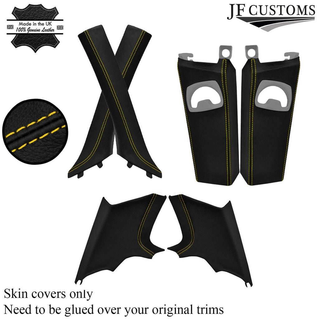 YELLOW STITCH ITALIAN LEATHER PILLAR KIT COVERS FOR BMW 3 SERIES E92 COUPE 06-13