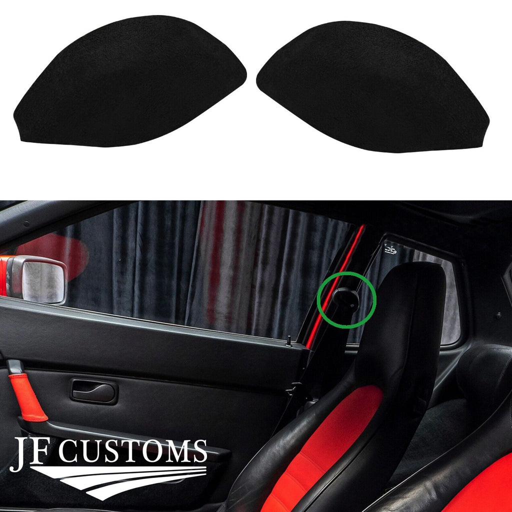 2X FRONT SEAT BELT MOUNTING SUEDE COVERS+FRAME FOR PORSCHE 911 944 968 924s
