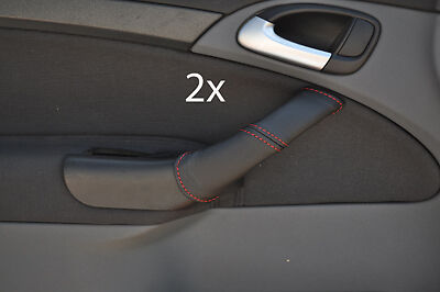 red stitch FITS SAAB  9-3 2004-2011 2X LEATHER DOOR HANDLE COVERS CUSTOM NEW