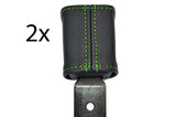 green stitch FITS VOLKSWAGEN T25 BUS VAN  2X FRONT SEAT BELT LEATHER COVERS
