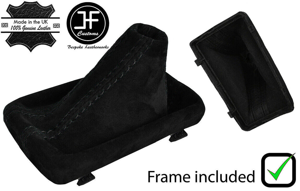 BLACK STITCH SUEDE AUTO S-TRONIC GEAR GAITER+PLASTIC FRAME FOR AUDI A3 8V 13-18
