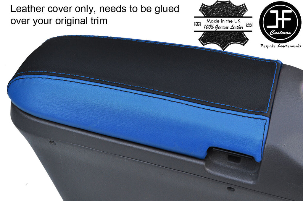 BLACK & BLUE  ARMREST LID REAL LEATHER COVER FITS TOYOTA CELICA MK7 1999-2005