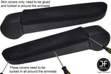 BLACK STITCHING 2X ARMREST SUEDE COVERS FITS VW T6 TRANSPORTER 2016-2019