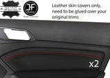 RED STITCH 2X REAR DOOR CARD TRIM LEATHER COVER FOR PEUGEOT 308 14-18 5 DOOR